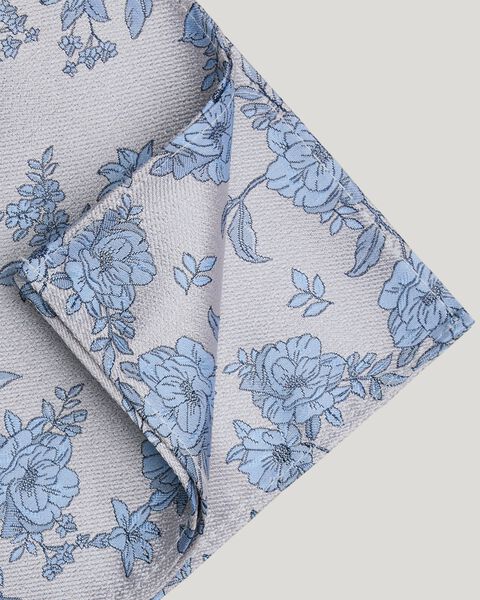 Tonal Floral Silk Pocket Square, Stone/Blue, hi-res